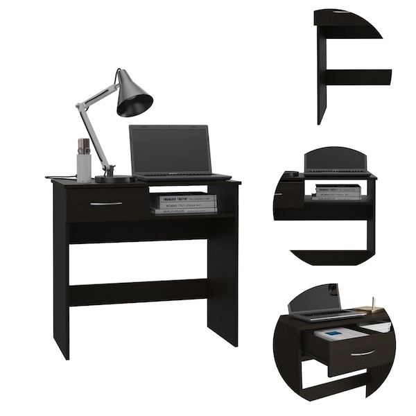 Tuhome 15.8 / 15.75 in. D X 29.8 / 39.65 in. H, 31.5 / 7.87 in. W X Laminate, Black CLW5593 - main